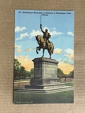Postcard Chicago Illinois President George Washington Monument Washington Park
