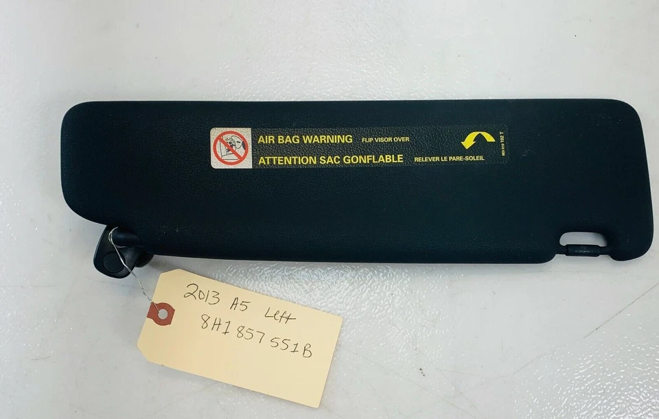 Viseira solar esquerda driver 10-16 Audi A5 Quattro couro preto fabricante de equipamento original 8H0857551B - Imagem 3 de 4