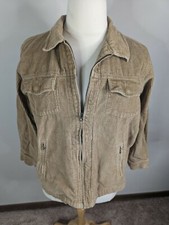 Vintage Women's North Crest Corduroy Collared Jacket Size Xl Full Zip Beige