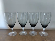 Fostoria Debutante Gray Water Glasses Goblets Set of Four 1962-1982 Blown Glass