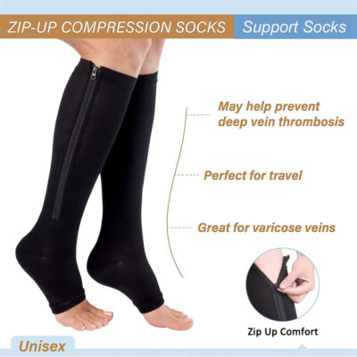 3-Pairs Women Men Pressure Varicose Veins Leg Relief Pain Knee Compression Socks