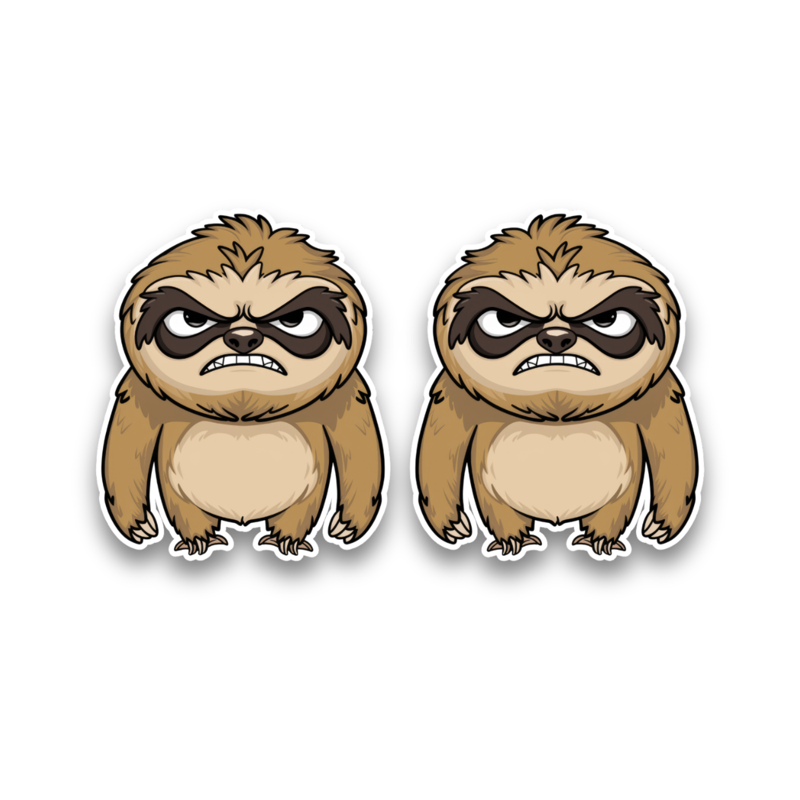 2x Small Grumpy Animal Cartoon Sloth Vinyl Sticker Decals Car Window ...