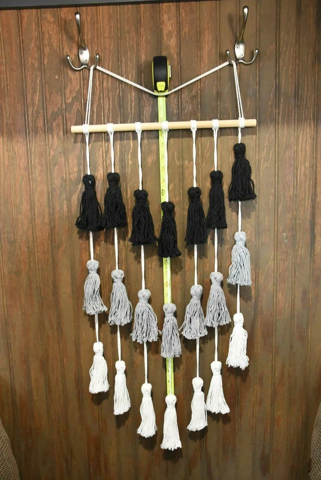 Tapiz tejido a mano para colgar en la pared arte bohemio borla decoración del hogar Foto 2 de 2