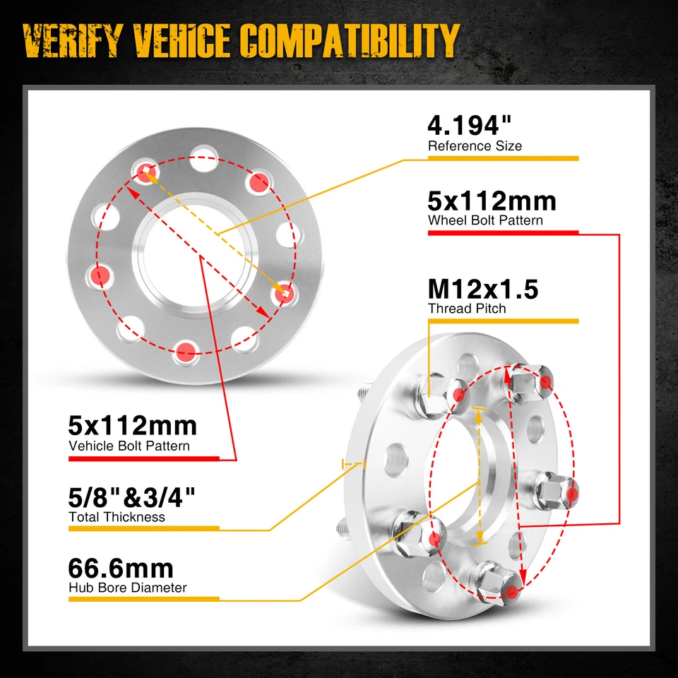 Espaciadores centrados en el cubo 5x112 escalonados de 15 mm y 20 mm con pernos para MERCEDES BENZ AUDI Foto 2 de 4