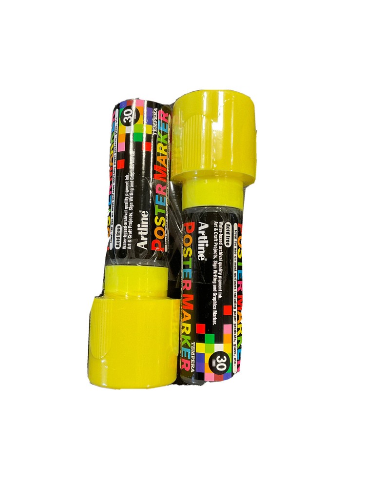Artline Waterbased Yellow Poster Paint Marker 6mm Bullet Tip-47237 2 pack