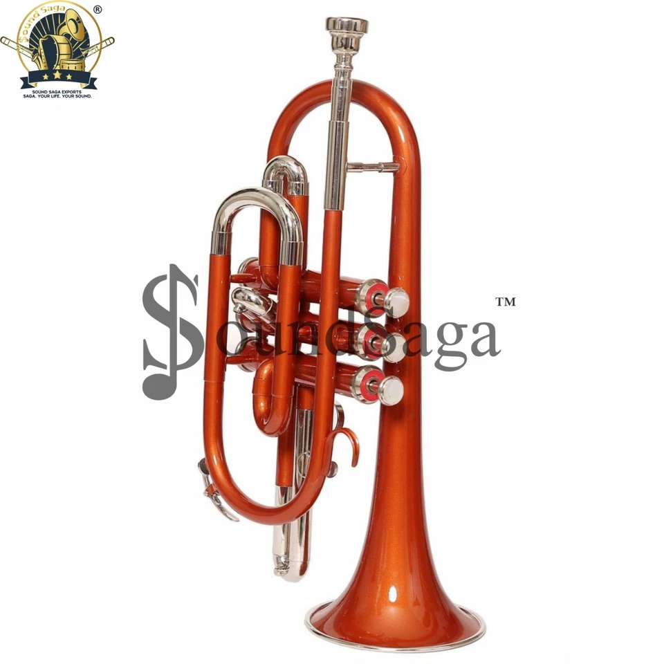 SOUND SAGA Corneta 3 Válvulas Bb Paso Con Boquilla y Estuche de Transporte (Cobre Plata) Foto 4 de 4