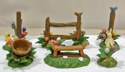 1995 Rustic Garden Bunny Toes Set of 6 Display Accents Pacific Rim Import #66293