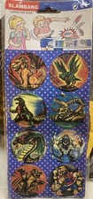 (8) Vintage 1990's Monster Beast SLAMBANG Pogs - No Duplicates - 8 ON SHEET