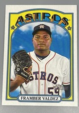 Framber Valdez 2021 Topps Heritage French Text Back SSP & Base #154 Astros