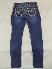Miss Me Jeans Girls 14 Supper Skinny Sequin Flap Pockets Denim Blue