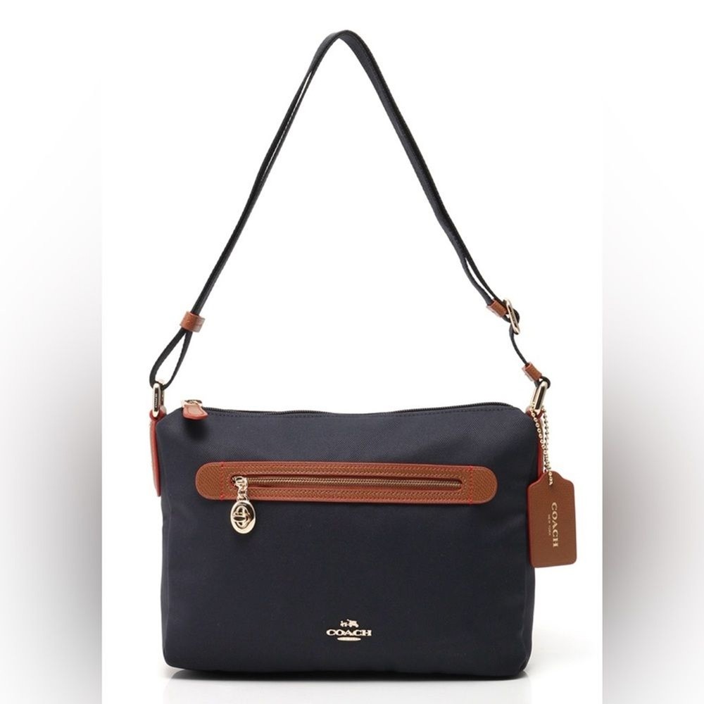 Coach Black Canvas & Tan Leather Sawyer Crossbody