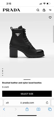 Prada 55mm block heel combat boots women 38.5 NEW WITH BOX | eBay