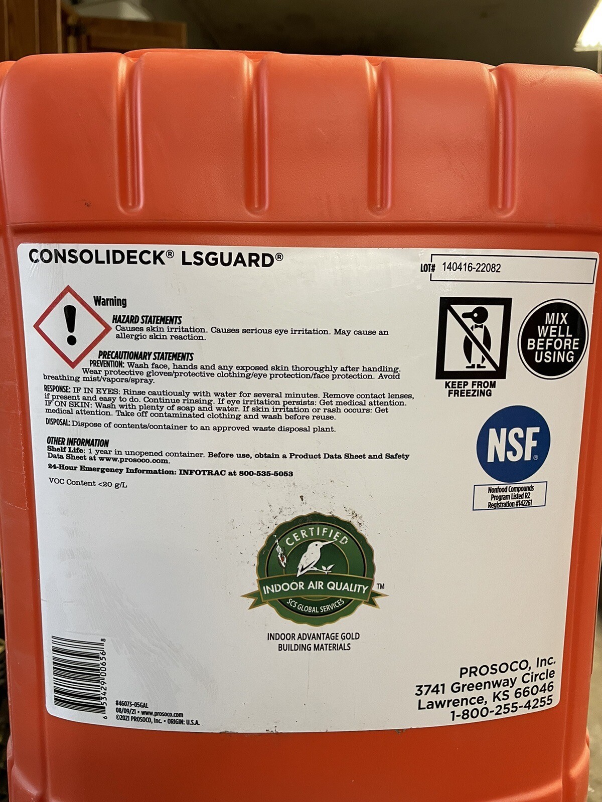 Concrete Sealer Prosoco Consolideck LS Guard (5 gal) eBay