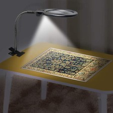 LED Large Lens Lighted Lamp Top Desk Magnifier Magnifying Glass With Clamp