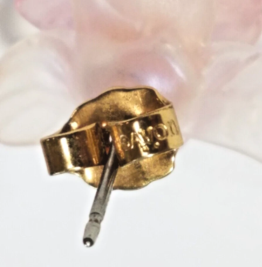 Vtg Avon Celluloid Post Soft Pink Flowers Pearl Bead Stud Earrings Costume Foto 4 de 4