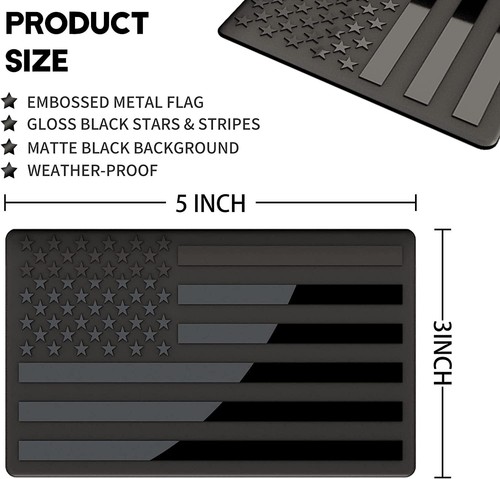 2PCS 3D Metal USA Flag Sticker American Car Truck Decal Emblem Black Sticker USA - Picture 4 of 12