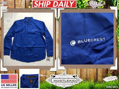 Official Bluecrest Blue Crest Print Mailing Expert Button Dress Shirt Men Large