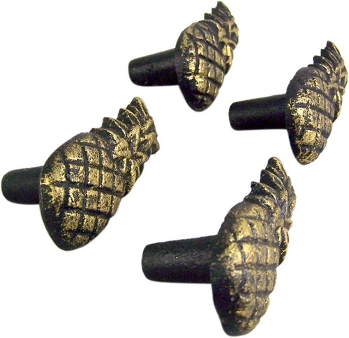 Cast Iron Gold Color Pineapple Drawer Pull, Set of 4, Nautical Home Decor - Picture 2 of 4