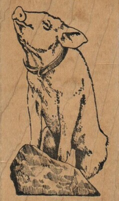 Pig On Rock 2 1/4 x 3 3/4'' Rubber Stamp, Pig Stamp