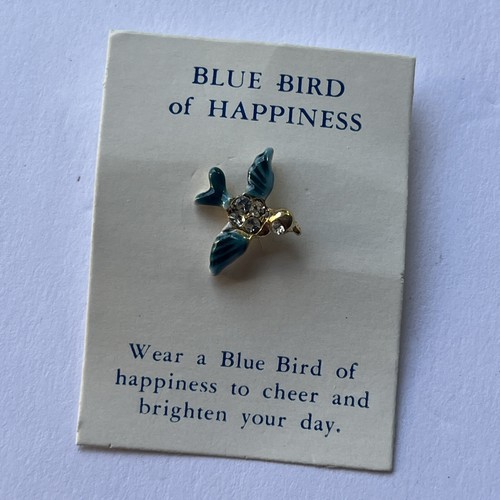 Tracy Hamilton Blue Bird of Happiness Gemstones Gold Tone Vintage Lapel Pin - Picture 2 of 6