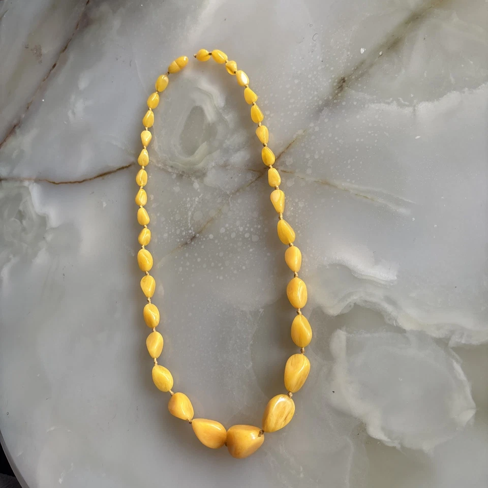 Bernstein Butterscotch Kette 70 Cm 67gramm Schnur Am Verschluss gerissen - Bild 3 von 4