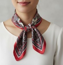 ⭐New Elegant Bandana Square Silky Scarf Satin Soft Red Brown Paisley Floral gift