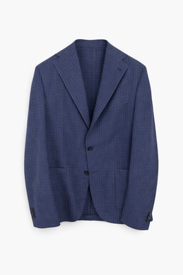 Boglioli Blue Checked Virgin Wool Dover Jacket Size IT 48 / 38 