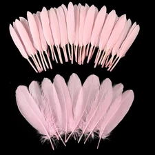 iHUFeather 270pcs Pink Goose Feathers for Crafts 2 Styles 4-7 inch Bulk 