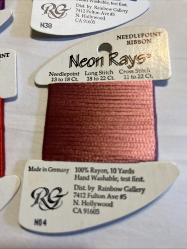 RAINBOW GALLERY NEON RAYS THREAD Lot of 6 Needlepoint Embroidery rayon ribbon - Picture 4 of 7