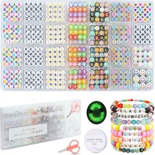 FZIIVQU 1400 Pcs Letter Beads Kit, 28 Styles White Acrylic 4 7mm, Multicolors