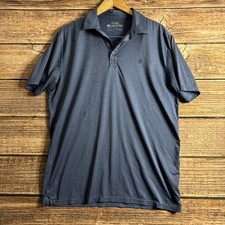 FLAW- Ariat Tek Performance Short Sleeve Polo Golf Shirt Blue Men's Fitted Large