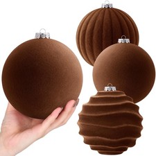 4 Pcs 6 Inch Velvet Christmas Balls Large Velvet Ornaments Balls Xmas Tree De...