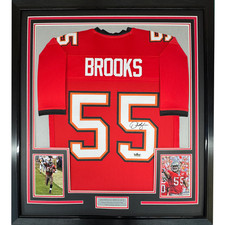 Framed Facsimile Autographed Derrick Brooks 35x39 Tampa Bay Red Reprint Jersey