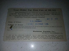 1914 JD Eagan Grocer Advertising Postcard Be-No Workman Packing San Francisco Ca