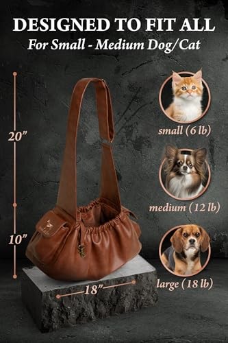 NOAH & PAW DOG SLING CARRIER FOR SMALL DOGS 5-18LB DOG CARRIER - BROWN