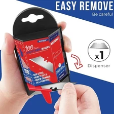 DIYSELF Utility Knife Blades 100 Pack, Box Cutter Blades Refills with 