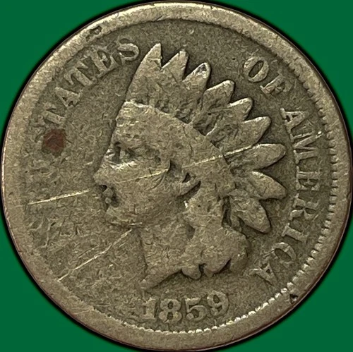 1859 Indian Head Cent Good G Coin, Scratch #35276
