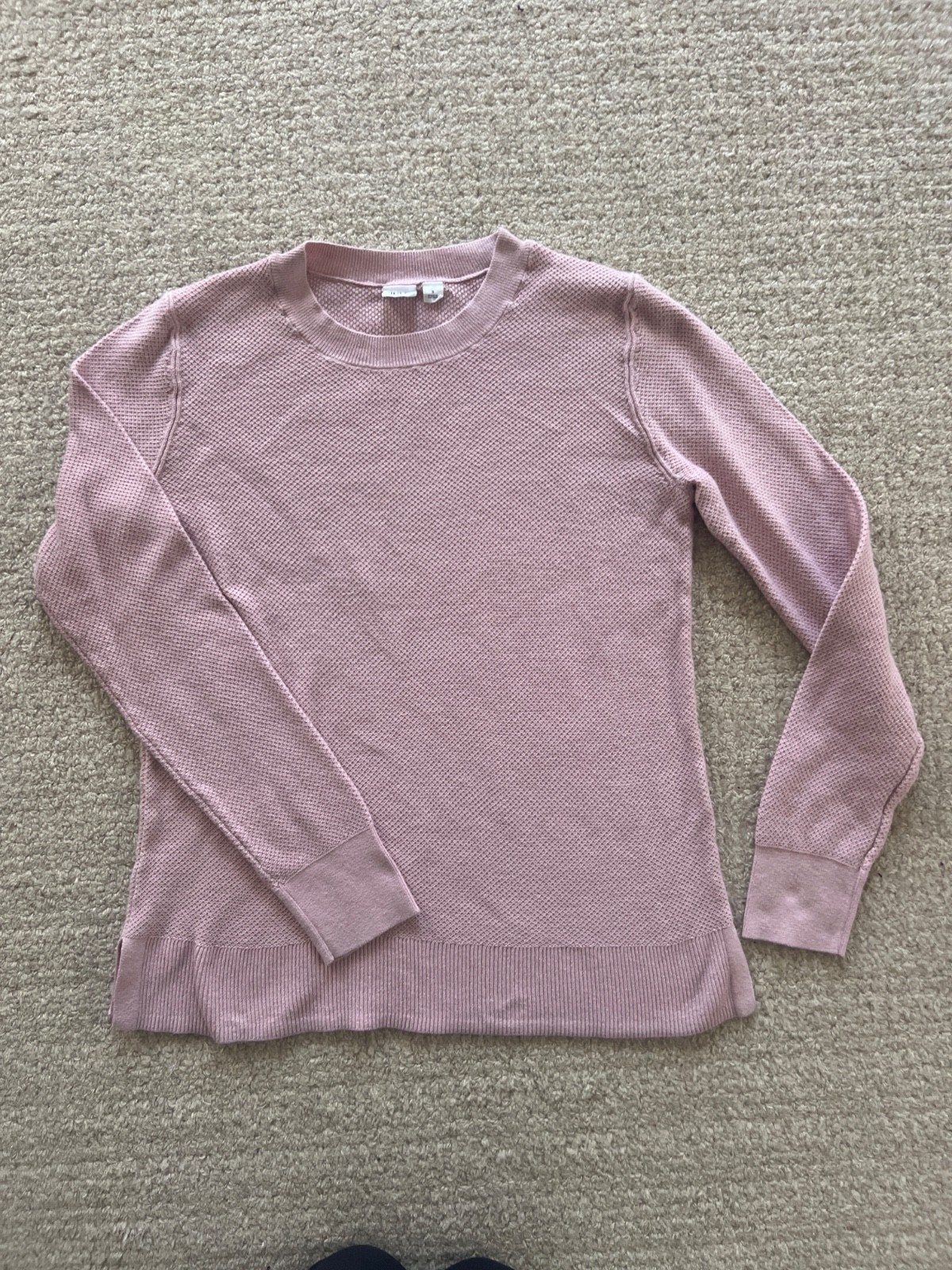 GAP Sweater Women Small Pink Waffle Knit Textured Crew Neck Long Sleeve Cozy NWT