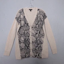 Saks Fifth Avenue Cashmere Sweater Cardigan Small Snake Skin Soft Long Button