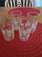 Hazel Atlas 6 Oz. White Grape Juice Glasses Set of 4 Vintage