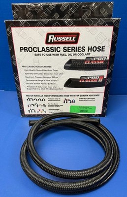 Russell 632063 Proclassic Black Braided Nylon Hose - 6 AN 6 ' Fuel Oil Gas Line