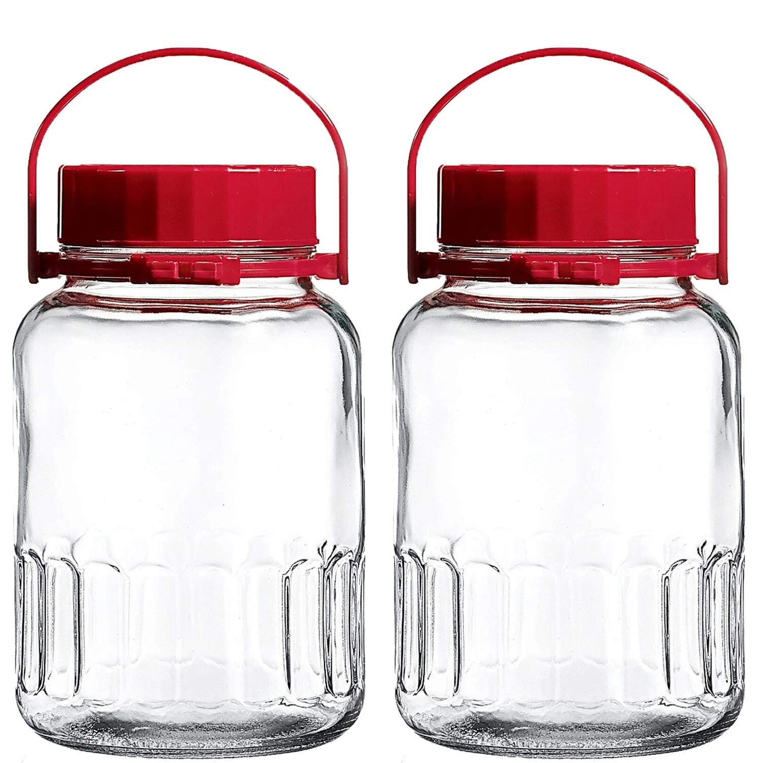 1 Gallon Glass Jar With Lid Wide Mouth Airtight Plastic Pour 1 Gallon, Red