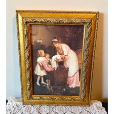 Vintage print of mother and children "Goodnight" by Arthur John Elsley