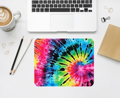 Tie Dye Mouse Pad Personalized Desk Decor Slip Resistant Rubber Base
