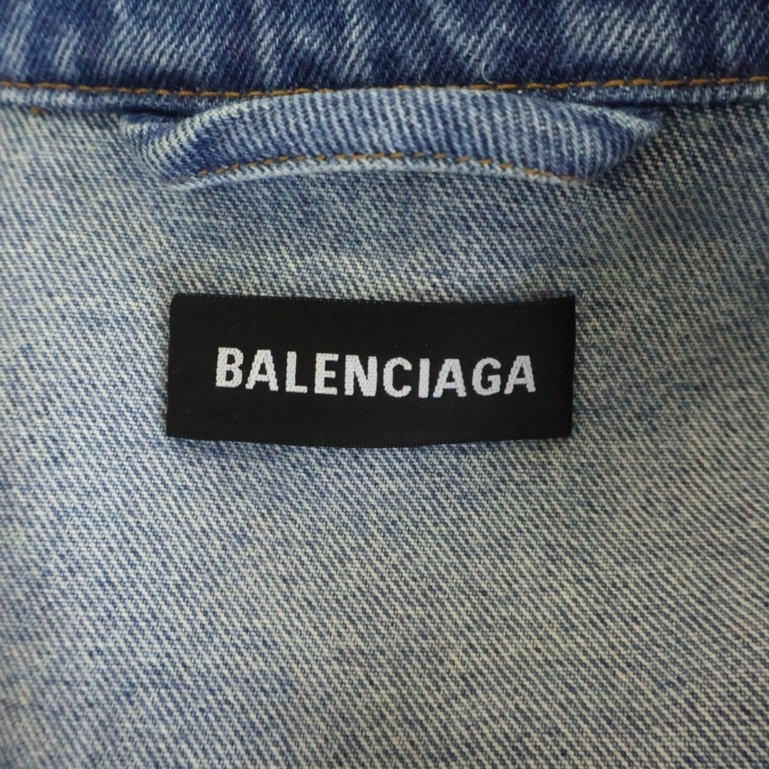 BALENCIAGA 21ss Back Logo Print Large Fit Denim Trucker Jacket Indigo Used 79825 thumbnail 6