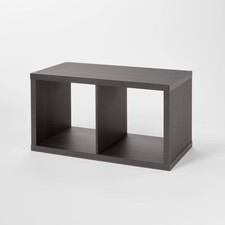 13'' 2 Cube Organizer Black Oak - Brightroom: MDF Bookshelf with Anti-Tip