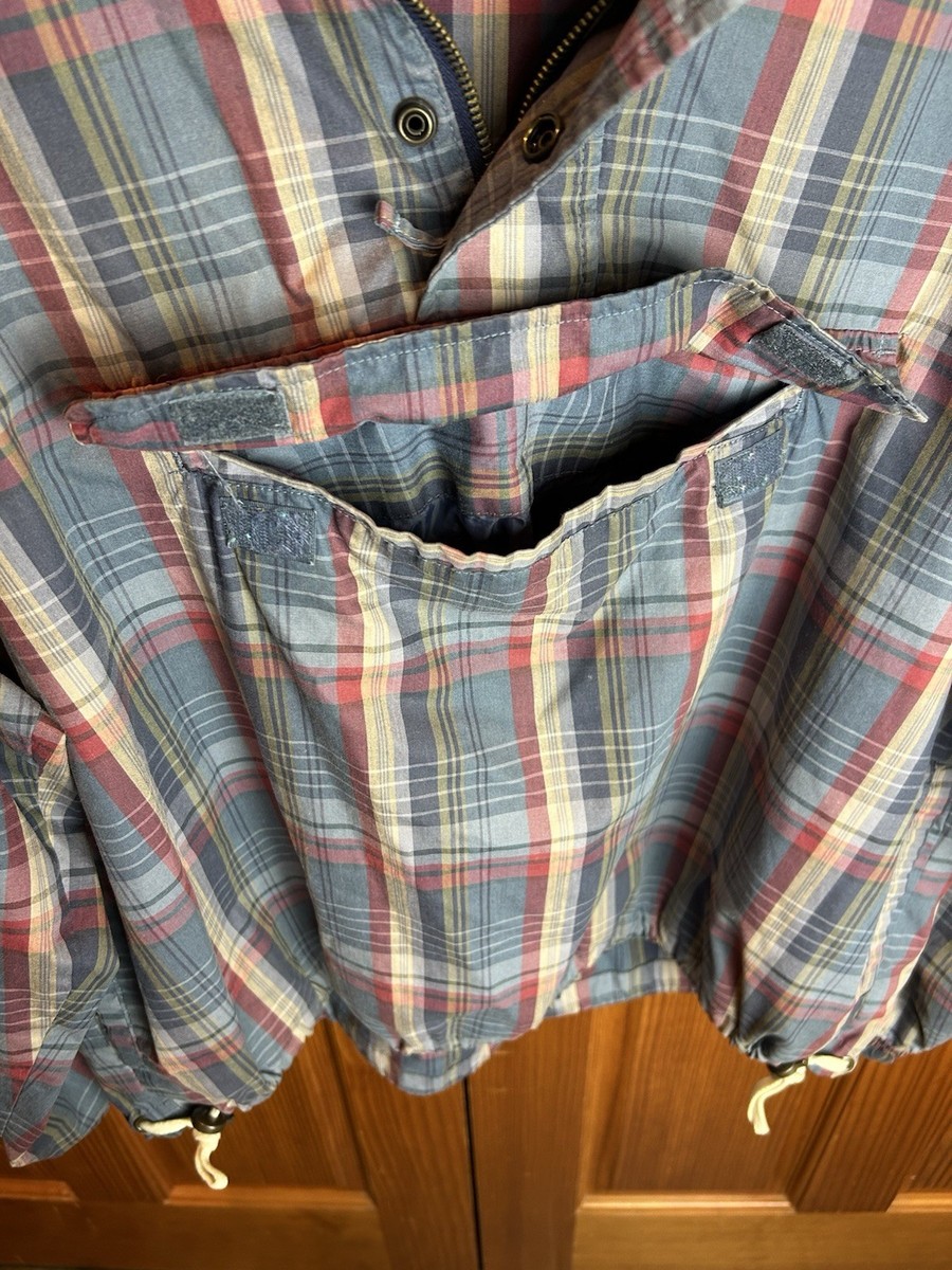 Vintage Old Navy Tag Anorak Jacket Blue Red Plaid Hooded