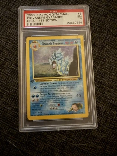 2000 POKEMON GYM CHALLENGE HOLO-1st Edition #5 GIOVANNI'S GYARADOS PSA 7