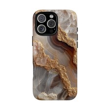 Phone Ink - Case for iPhone/Galaxy/Pixel - Creamy Beige Marble Gold Accent