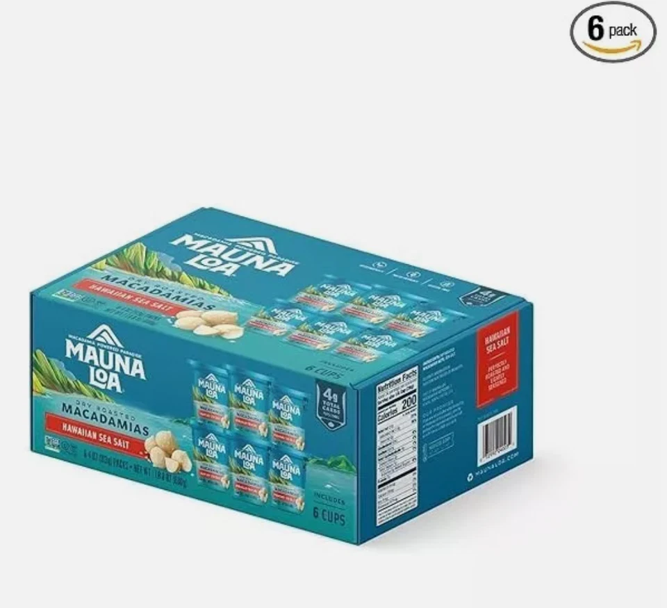 Nueces de Macadamia Tostadas Premium Mauna Loa, Sabor a Sal Marina Hawaiana, Taza de 4 Oz (6) Foto 2 de 4
